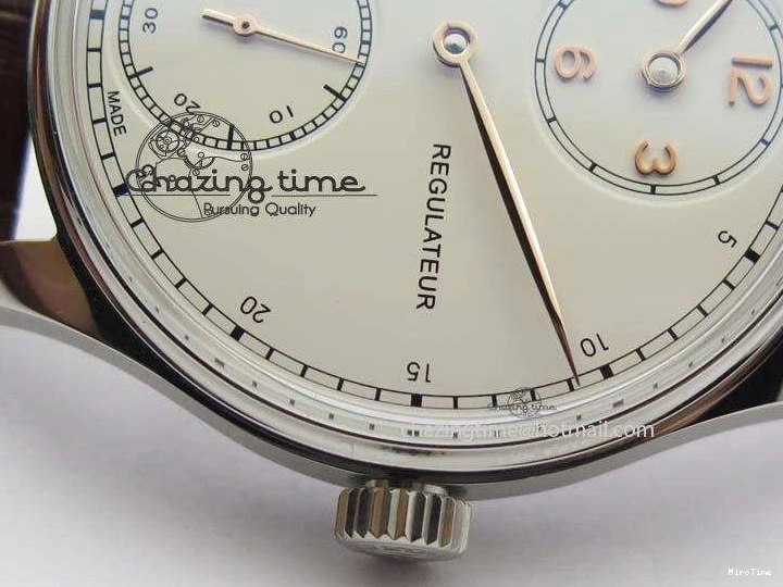 MIROTIME 0507 Sustainable Portuguese IW5444 SS White Dial RG Numbers On Brown Leather Strap A 7256